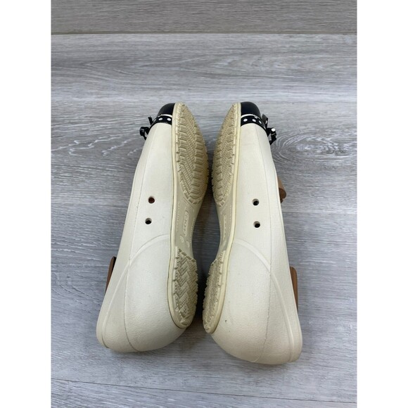 Crocs Women's Ballet Flats 8 Cap Toe Bow Slip On Comfort Cream Shoes - Picture 5 of 10